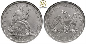 Half dollar 1861 seated liberty. Pen kvalitet.