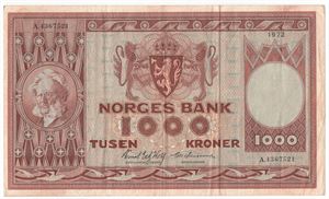 1000  kroner 1972 A.4367521. Kv.1