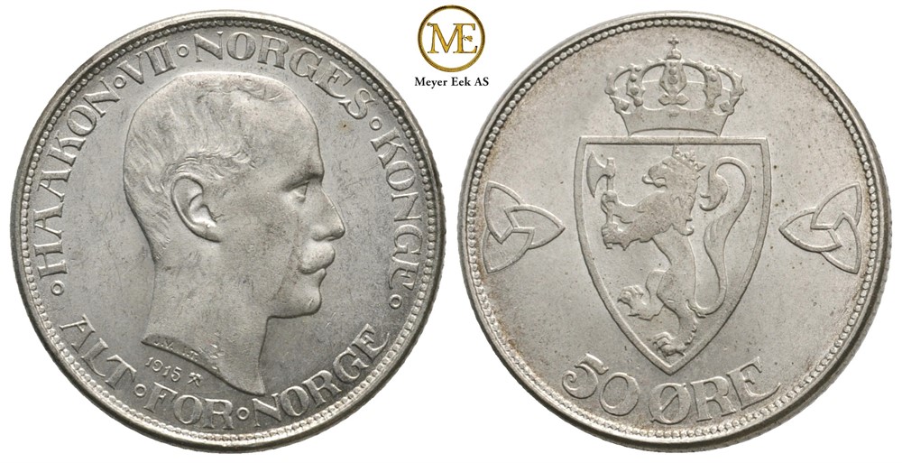 50 øre 1915 Haakon VII. Kv.0