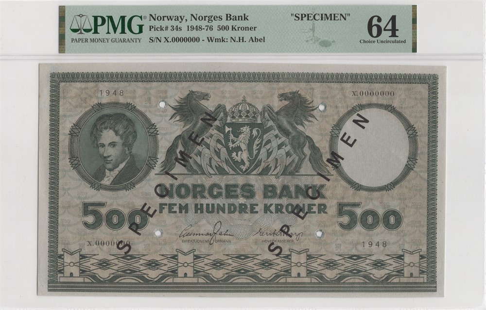 500 kroner 1948 X.0000000 speciemen. Kv.0/01