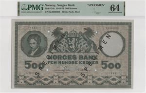 500 kroner 1948 X.0000000 speciemen. Kv.0/01