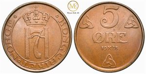 5 øre 1928 Haakon VII. Prakt