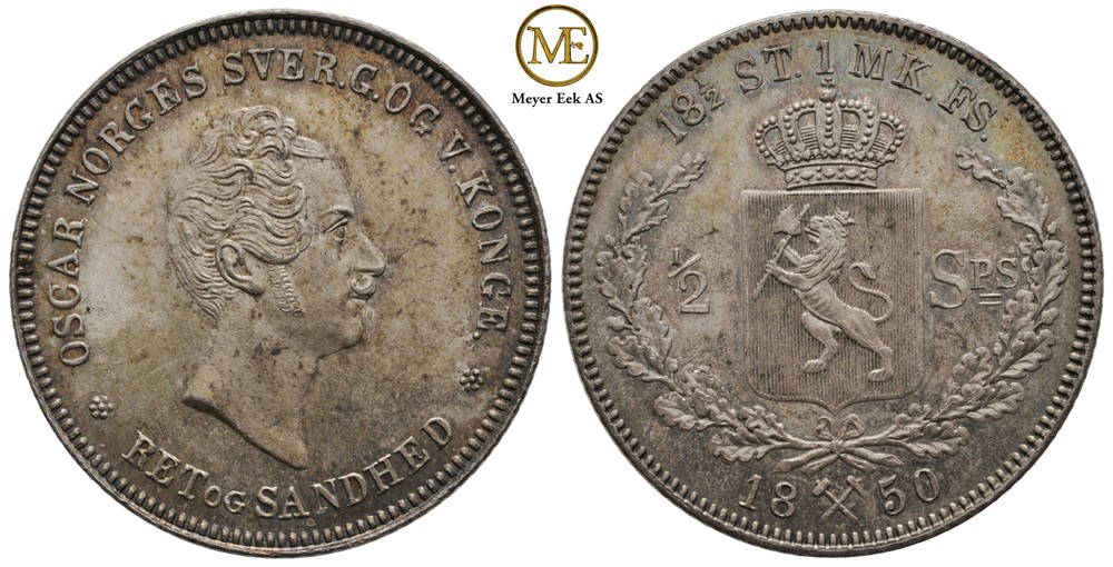 1/2 speciedaler 1850 Oscar I. Kv.0