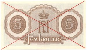 5 kroner 1944 London utgaven med kryss. Kv.0