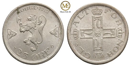 25 øre 1919 Haakon VII. Kv.0