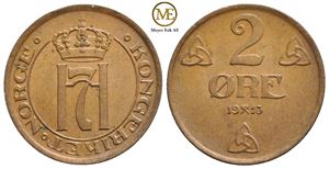 2 øre 1913 Haakon VII. Kv.0