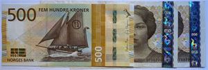 Lot. 500 kroner 2002, 2008 og 2018. VK