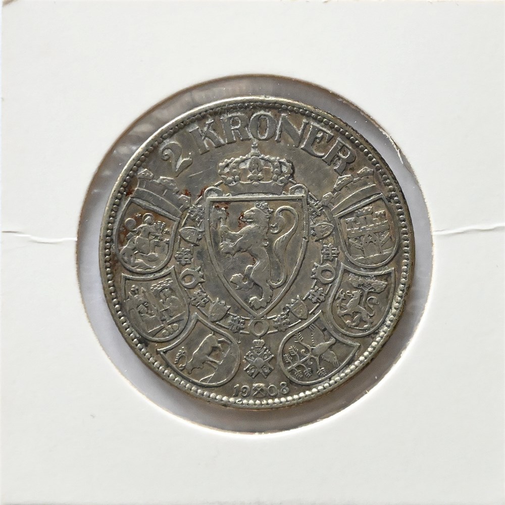 Norge 2 kroner 1908 kv.1