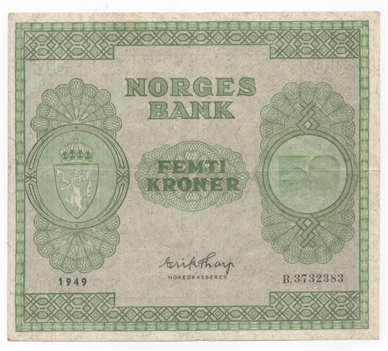 Norge 50 kroner 1949 B kv. 1