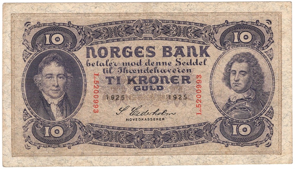 10 kroner 1925 L.5200993. Kv.1/1+