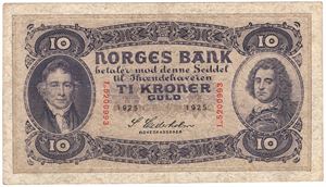10 kroner 1925 L.5200993. Kv.1/1+