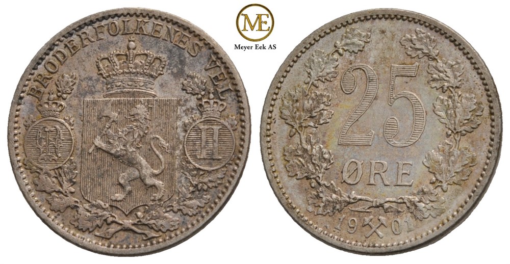 25 øre 1901 Oscar II. Kv.0/01