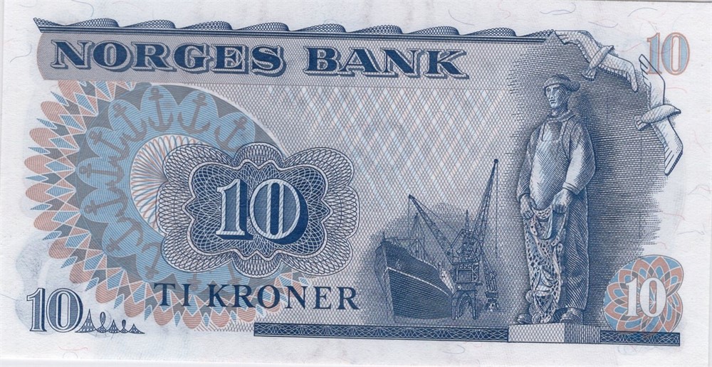 10 kroner 1974 QL erstatningsseddel. Kv.0