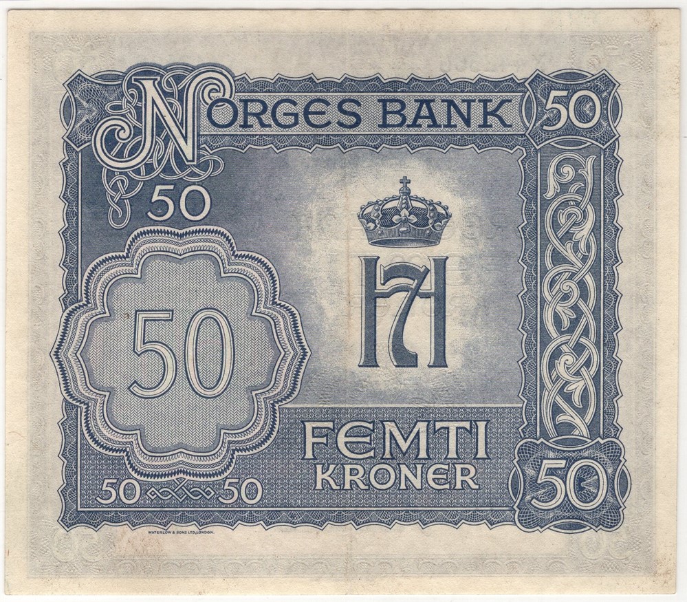 50 kroner 1944 X.442560 London Utgaven. Kv.01
