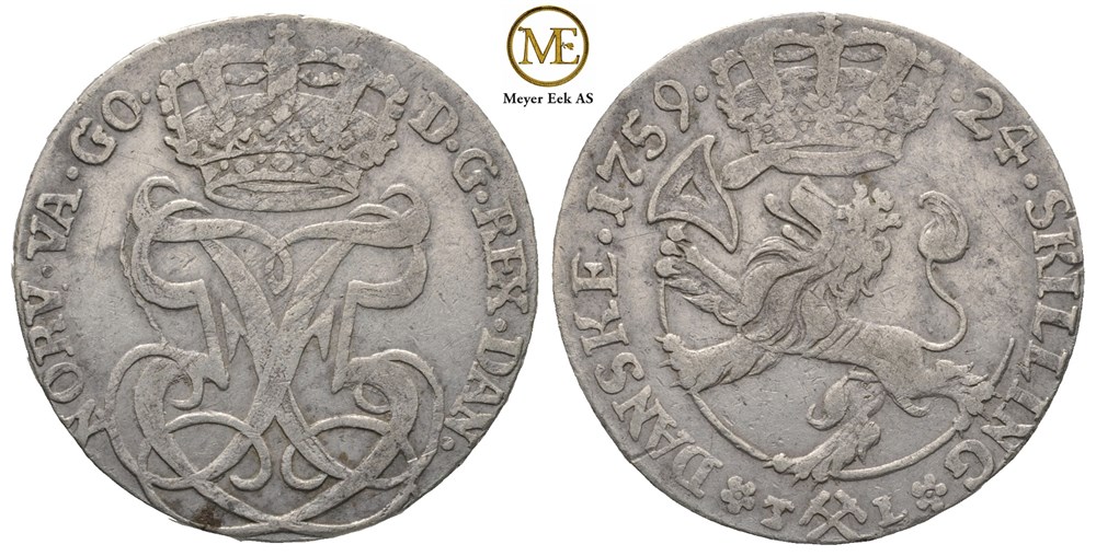 24 Skilling 1759 Frederik V. Kv.1+