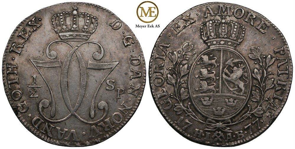 1/2 speciedaler 1777 Christian VII. Kv.1+/01