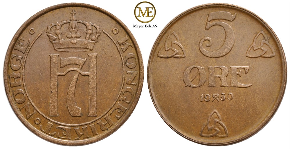 5 øre 1930 Haakon VII. Kv.01