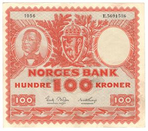 100 kroner 1956 E.5691536. Kv.1+