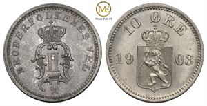 10 øre 1903 Oscar II. Kv.0