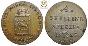 4 skilling 1825 Carl XIV Johan. Kv.0