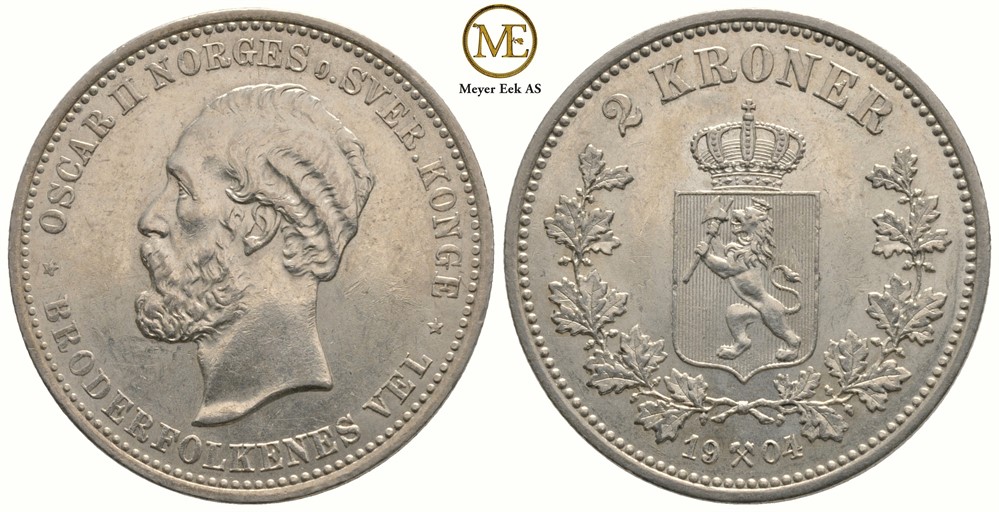 2 kroner 1904 Oscar II. Kv.0