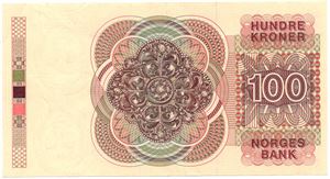 100 kroner 1988 med feiltrykk med vannmerke opp ned. Kv.1+/01