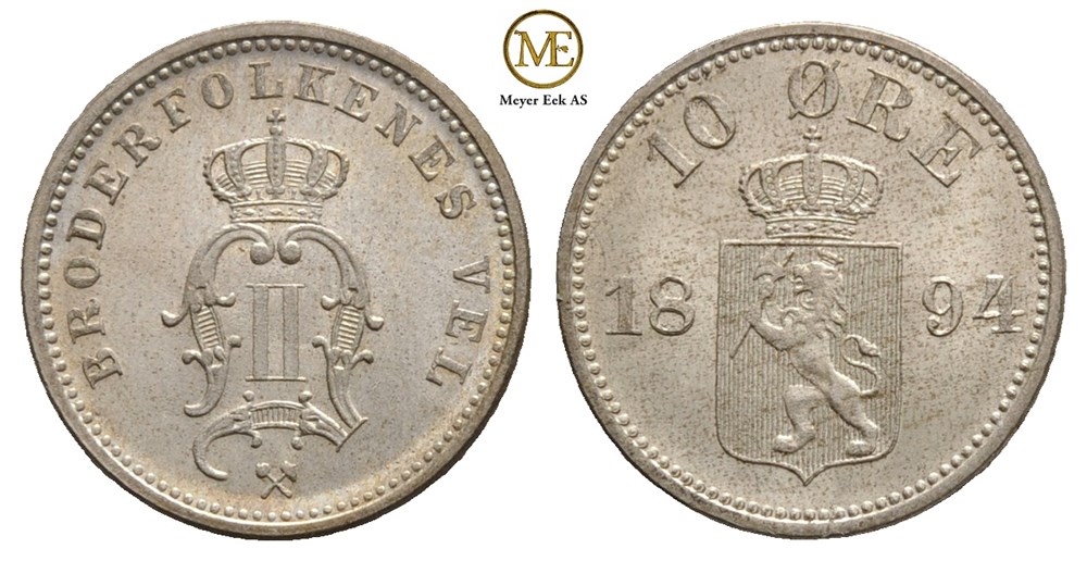 10 øre 1894 Oscar II. Kv.0