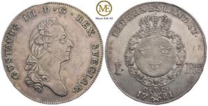 1 Riksdaler 1781 Gustav III. Kv.1+/01