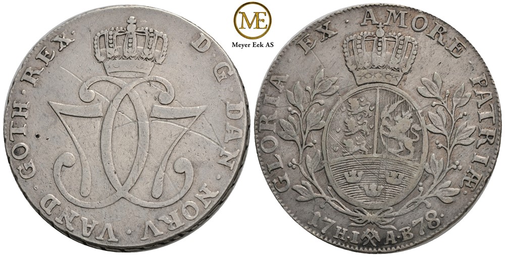 Speciedaler 1778 Christian VII. Riper advers. NMD.6. Kv.1/1+