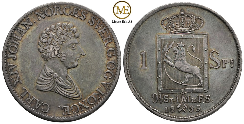Speciedaler 1835 Carl XIV Johan. NMD.13a. Flott patina. Kv.01