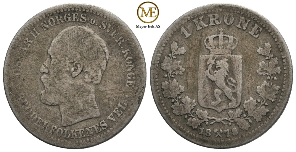 1 krone 1878 Oscar II. Kv.1-