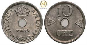 10 øre 1948 Haakon VII. Prakt