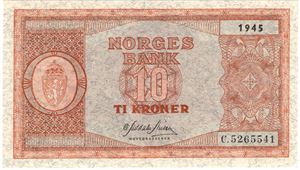 10 kroner 1945 C.5265541. Kv.0