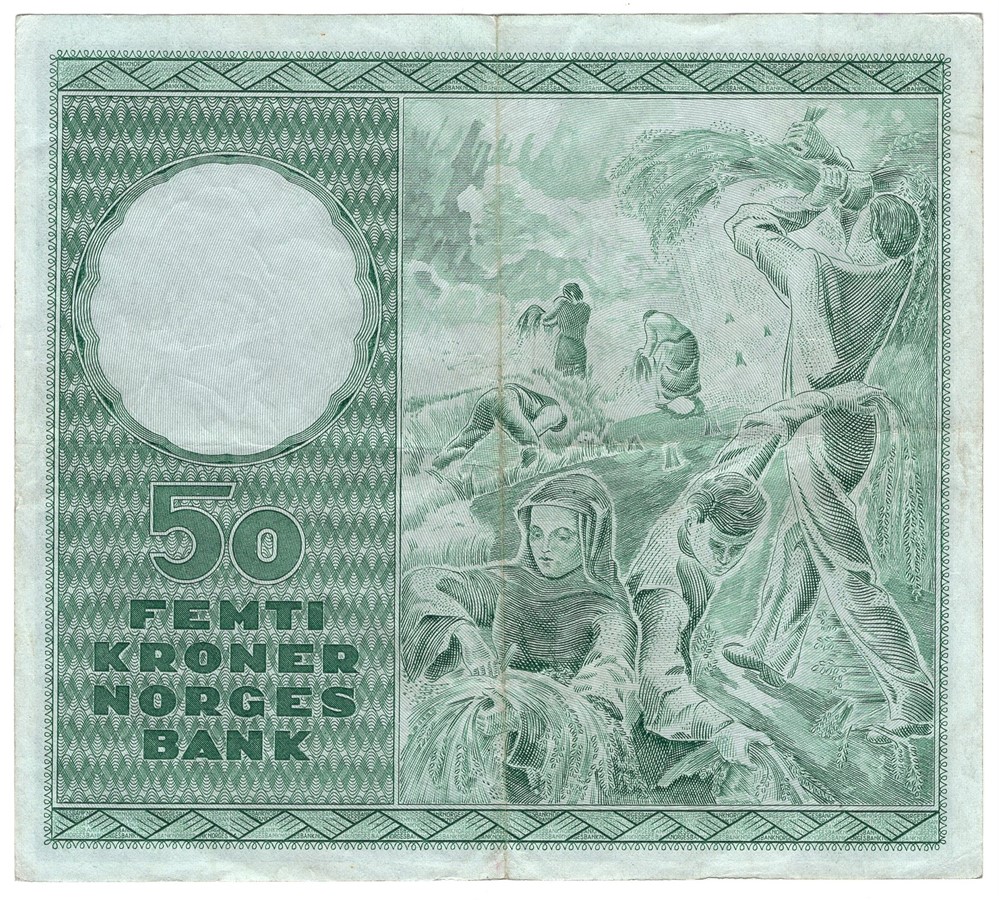 50 kroner 1964 Z.0249080. Erstatningsseddel. R-seddel. Kv.1+