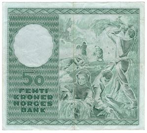 50 kroner 1964 Z.0249080. Erstatningsseddel. R-seddel. Kv.1+