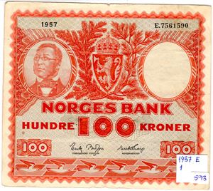 100 kroner 1957 E Kv.1-