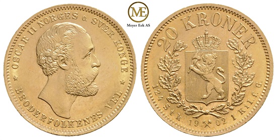 20 kroner 1879 Oscar II. Kv.0