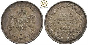 2 kroner 1907 Jub. m/gevær. Kv.01