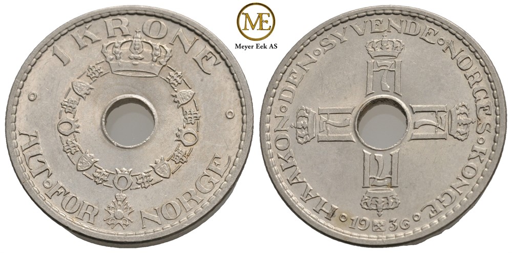 1 krone 1936 Haakon VII. Kv.0/01