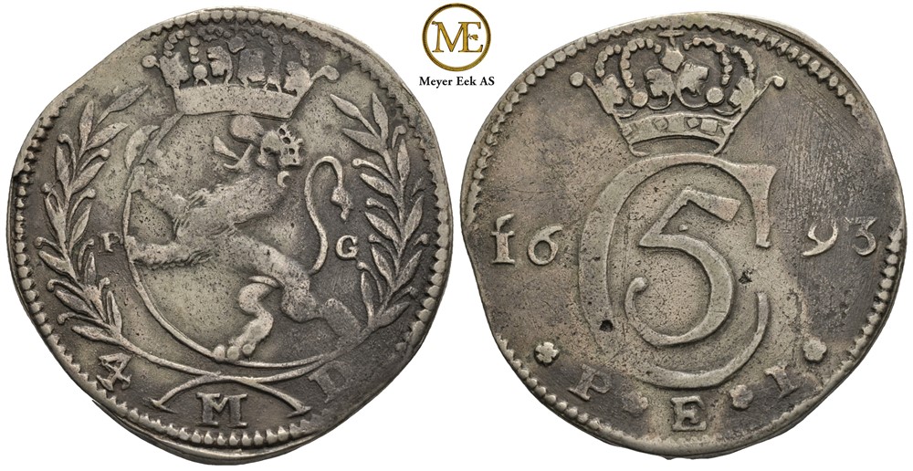 4 mark 1693 Christian V. Kv.1/1+