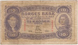 10 kroner 1914 D.7484395. Kv.1-