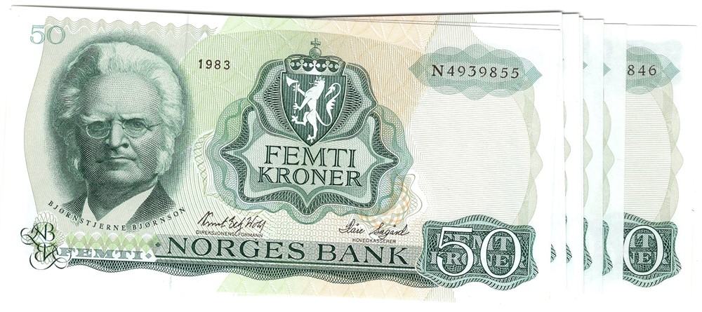 50 kroner 1983 N.4939846-55 i serie. Kv.0