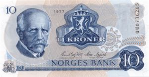 10 kroner 1977 QU erstatning ex. Sunndal MF 25.4.15