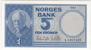 5 kroner 1961 I.1387127. 65 EPQ. Kv.0