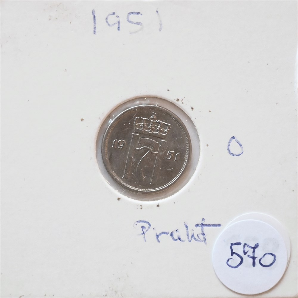 Norge 10 øre 1951 u/hull kv. 0