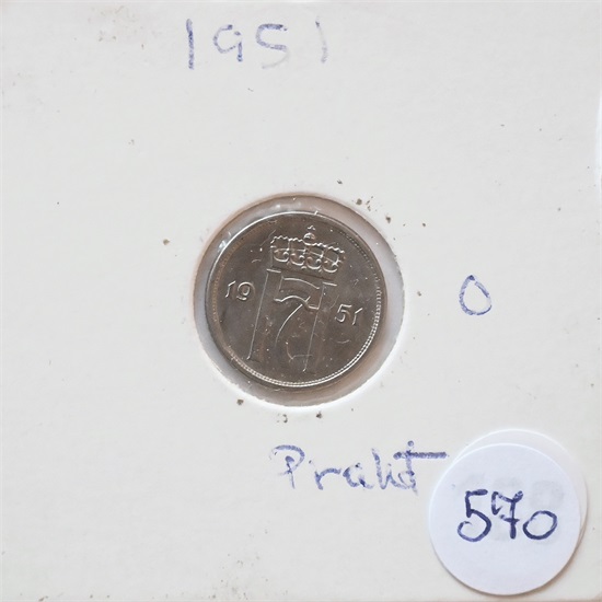 Norge 10 øre 1951 u/hull kv. 0