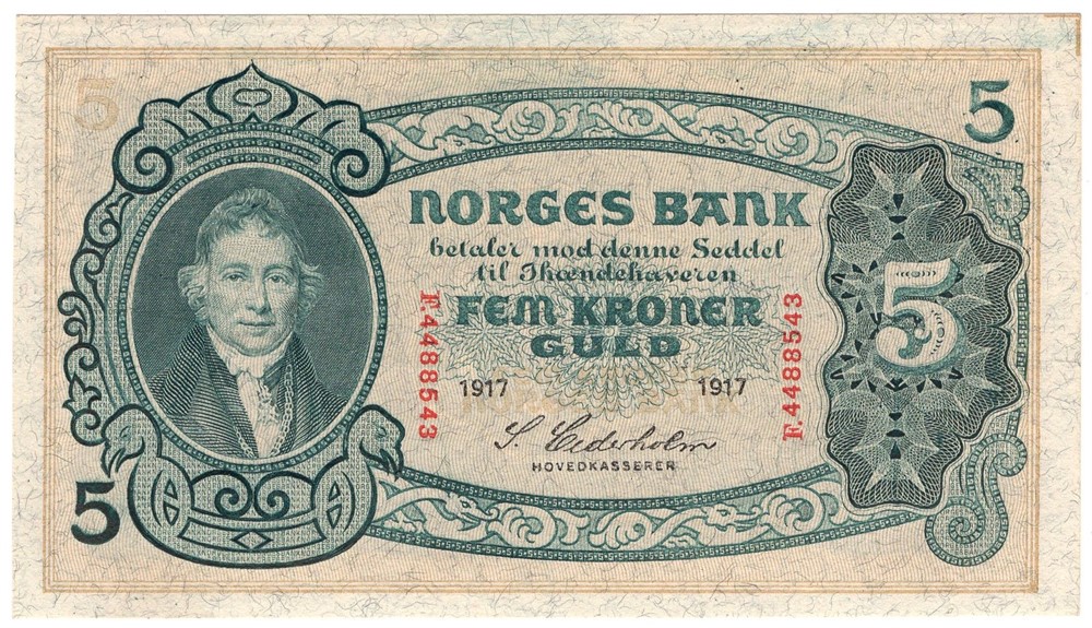 5 kroner 1917 F.4488543. Kv.0