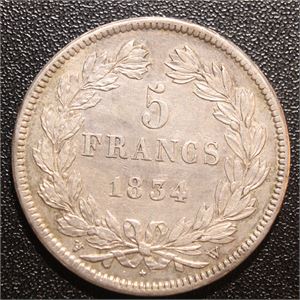 Frankrike 5 Franc 1834 kv. 1+/1