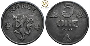 5 øre 1945 Haakon VII. Kv.01