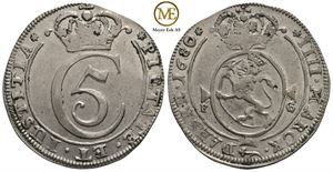 4 mark 1680 Christian V. Kv.1+
